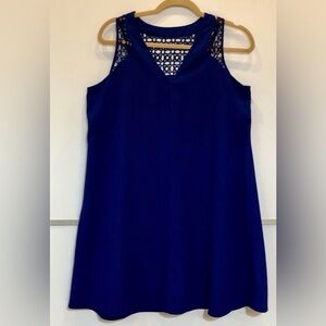 Navy blue tank mini dress,sleeveless,laced front and back.Size 12.Pit to pit 20”